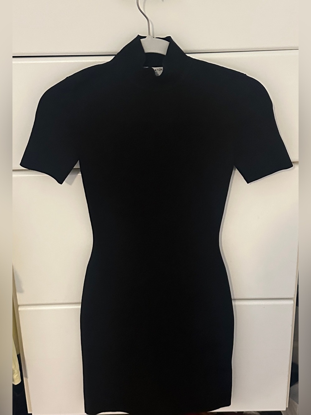 Aritzia Black Short-Sleeve Mock Neck Mini Dress